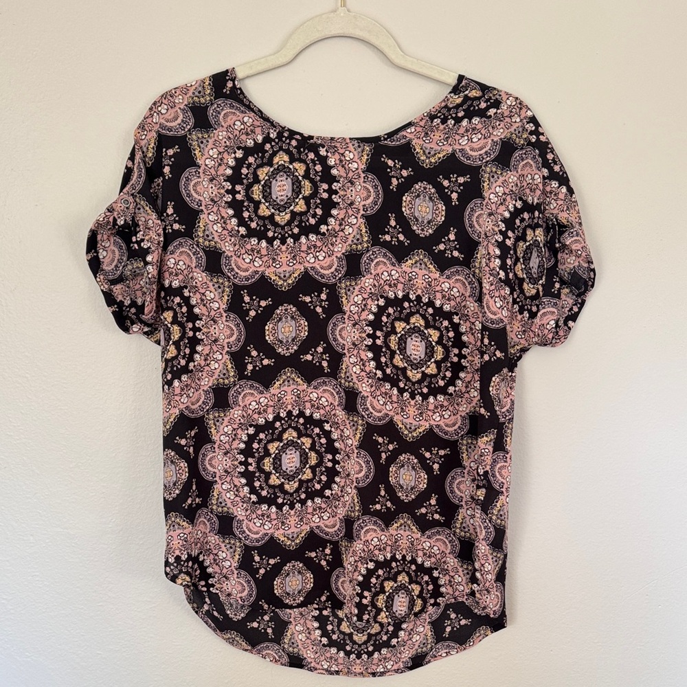 Maurices Black and Pink Mandala Blouse